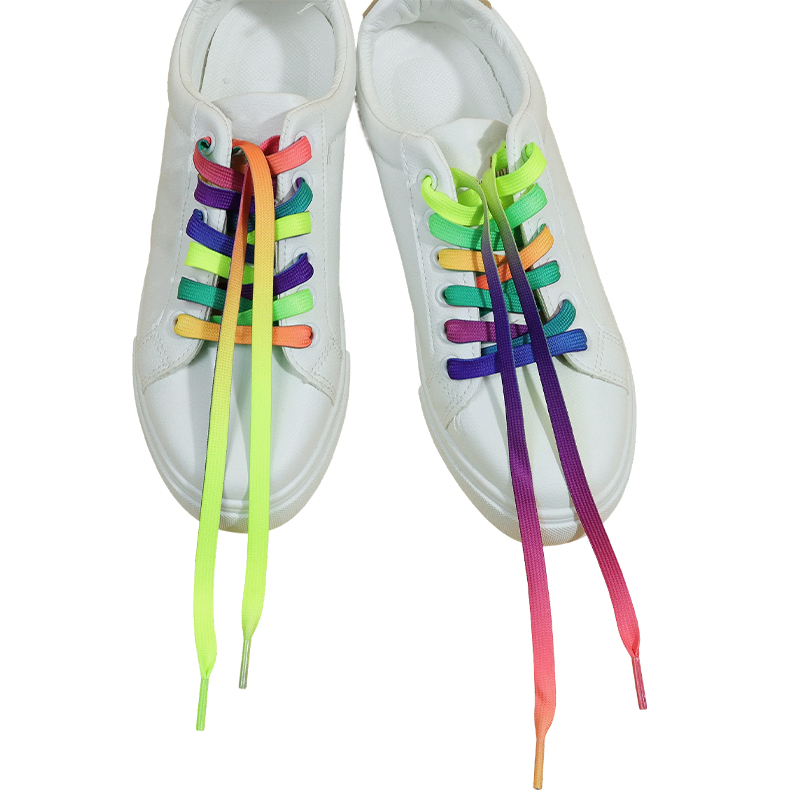 8MM Double-Layer Rainbow Polyester Flat Shoelaces