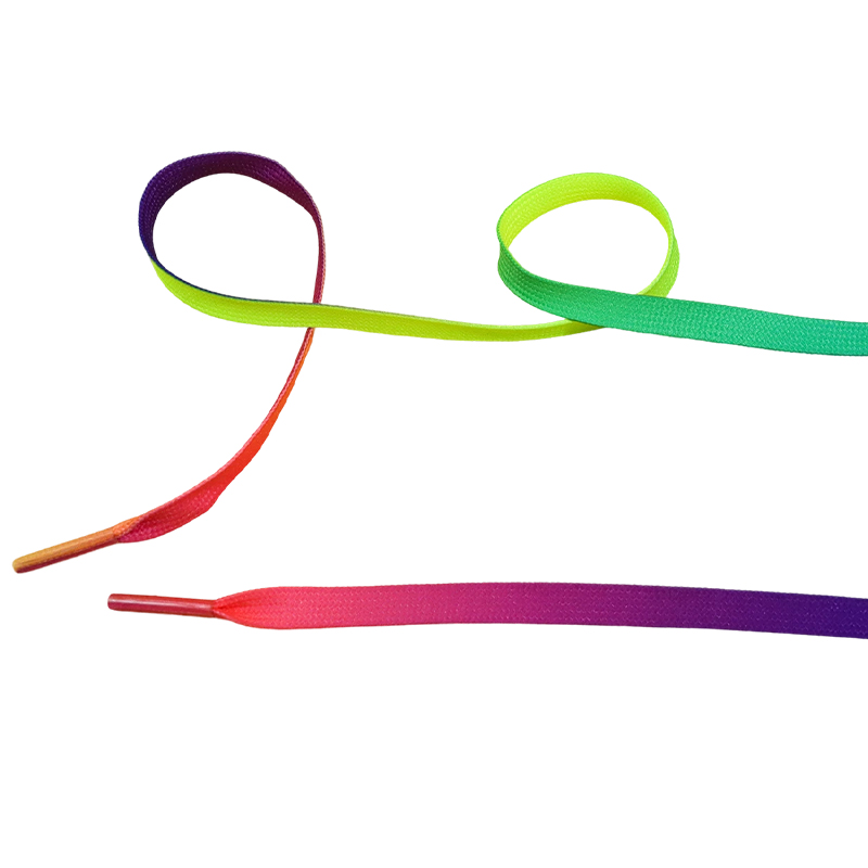 8MM Double-Layer Rainbow Polyester Flat Shoelaces