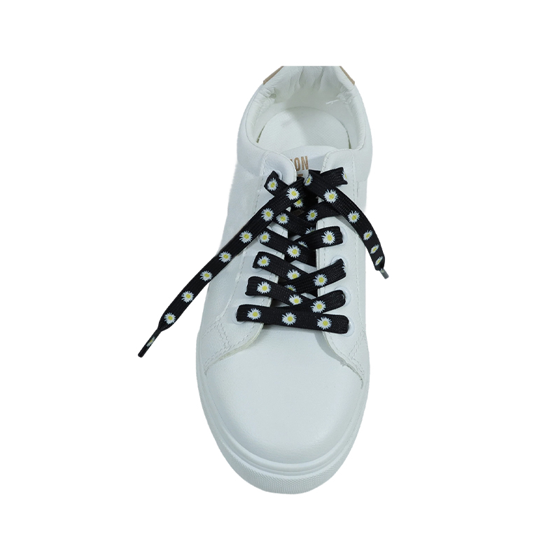 8MM Double-Layer Sunflower Flower Polyester Flat Shoelaces
