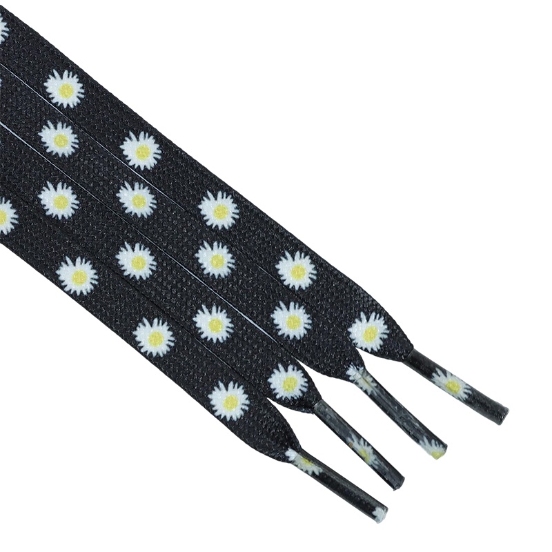 8MM Double-Layer Sunflower Flower Polyester Flat Shoelaces